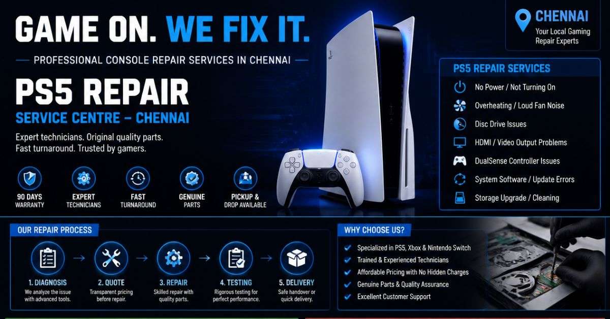 PS5 HDMI port repair in Chennai for PlayStation no signal and black screen problems