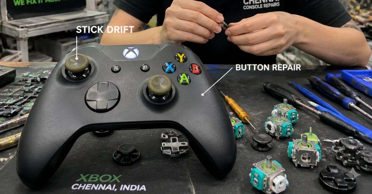 Xbox controller stick drift and button repair services in Chennai at ConsoleFixit